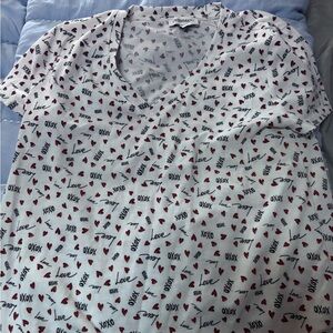 Oxo White and Red Heart Print Fabric